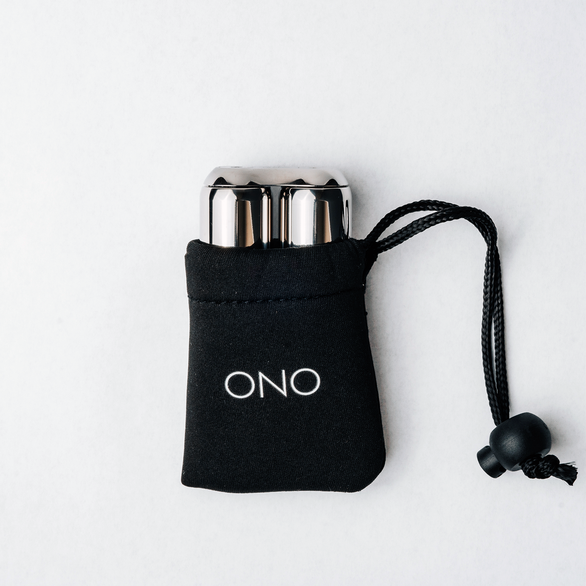 ONO fidget roller carrying pouch in black with braided drawstring